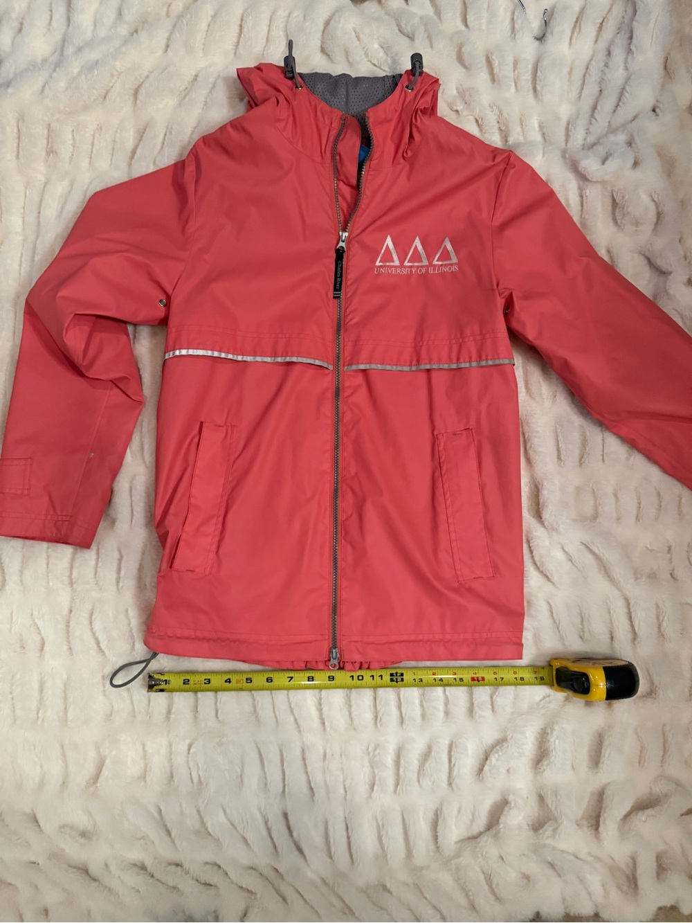 Charles River Coral Pink Women's Hooded rain Jacket.